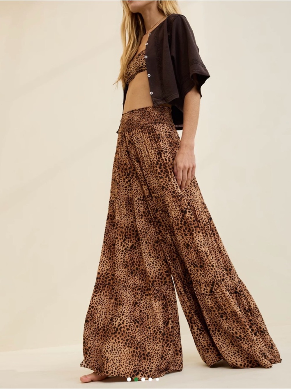 Aerie Leopard Smocked Party Pants
